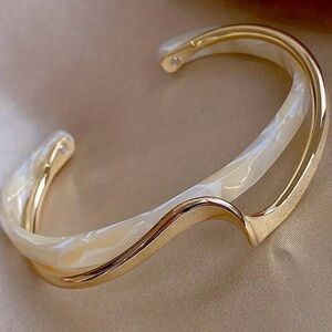 Gold Tone Wave Resin Cuff Bracelet